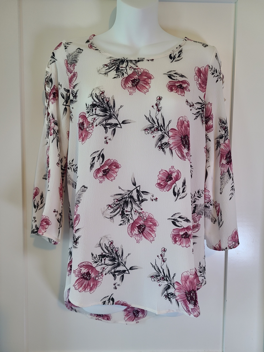 Ricki's Cream Blouse with Pink Floral Print
